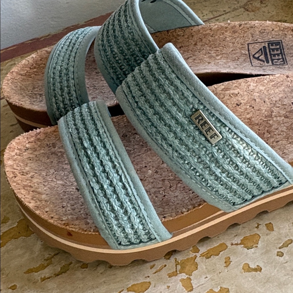 Reef Women's Teal Green Slide Sandals - Picture 3 of 10